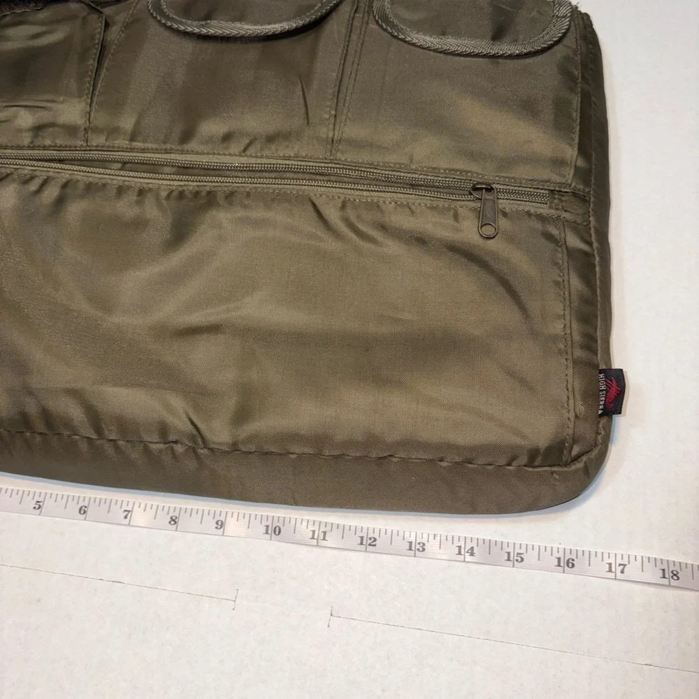 High Sierra Army Green Laptop or Messenger Bag pockets